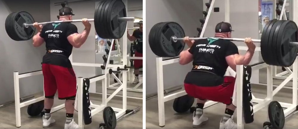 Andrea Presti, running 5 x 8 squats