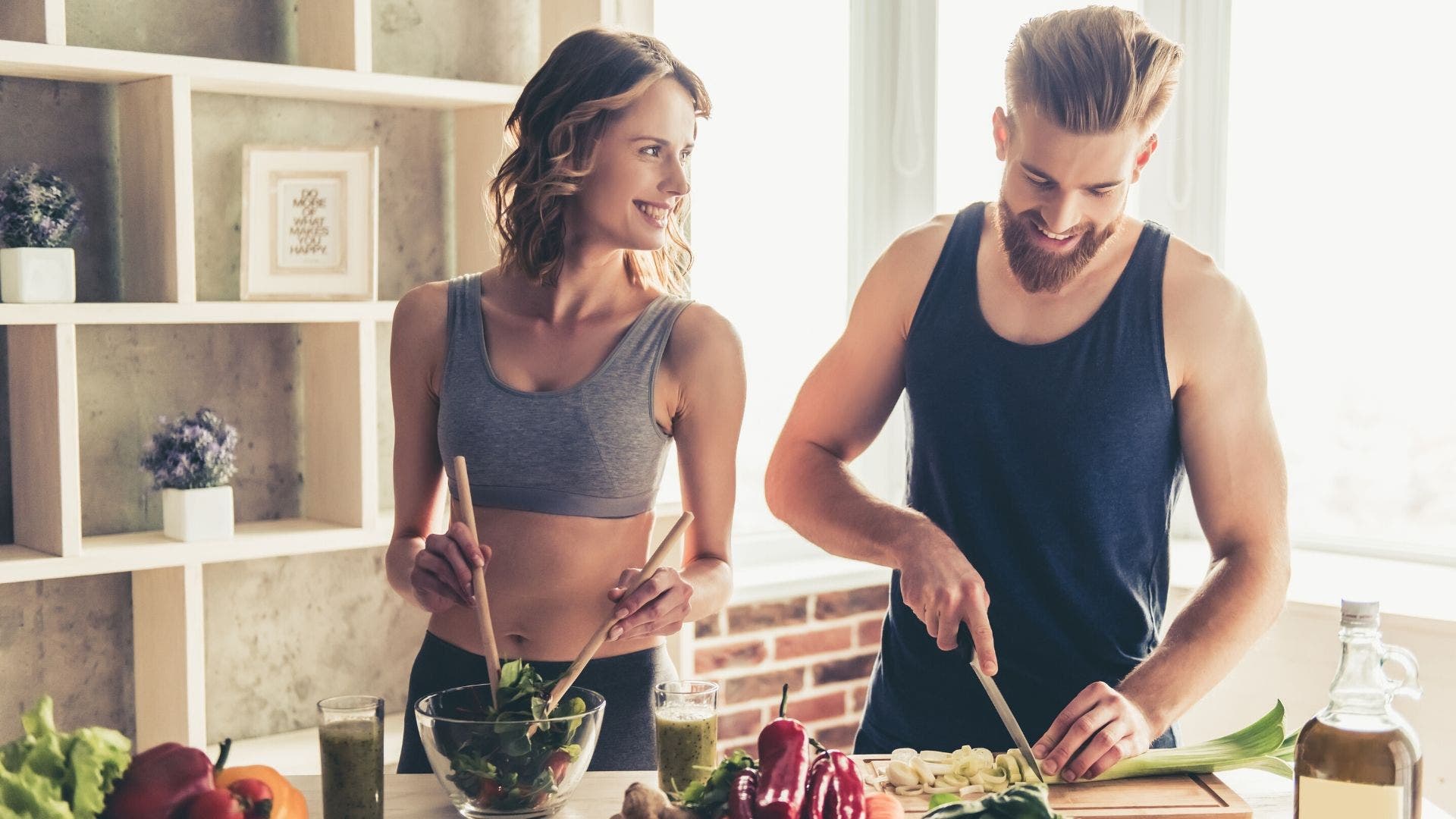 couple following a healthy lifestyle and a balanced diet